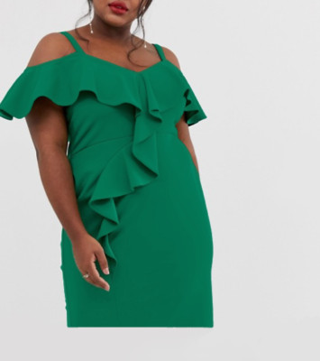 coast green ruffle dress
