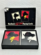 Vintage 2 Deck Box Set MARLBORO Wild West Playing Card Sealed Philip Morris 1991