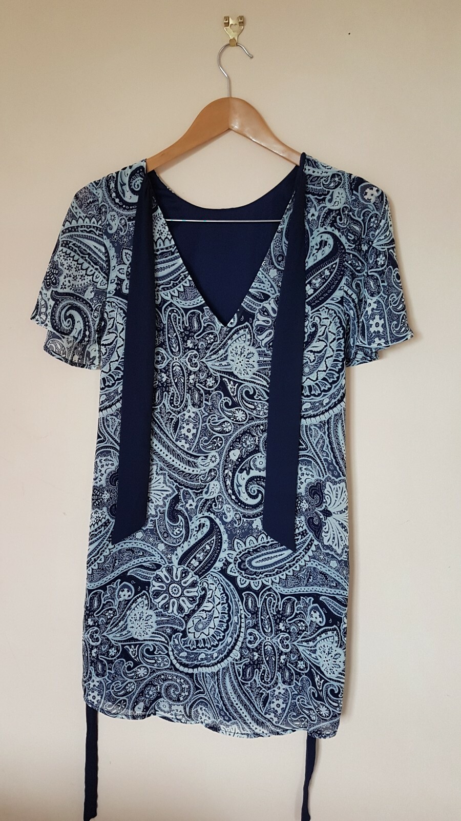 Navy Patterned Lined Dress Size 8 H&M BNWT