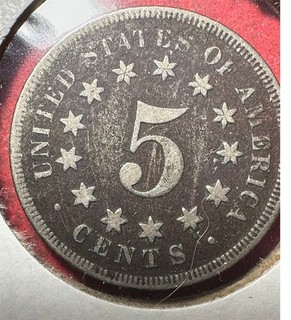 1867 No Rays US Shield Nickel! FINE Details! Old US Coin!