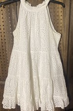 Eliza J White High-Neck Dress with Back Tie, Sleeveless, Lined — 100% Cotton 14
