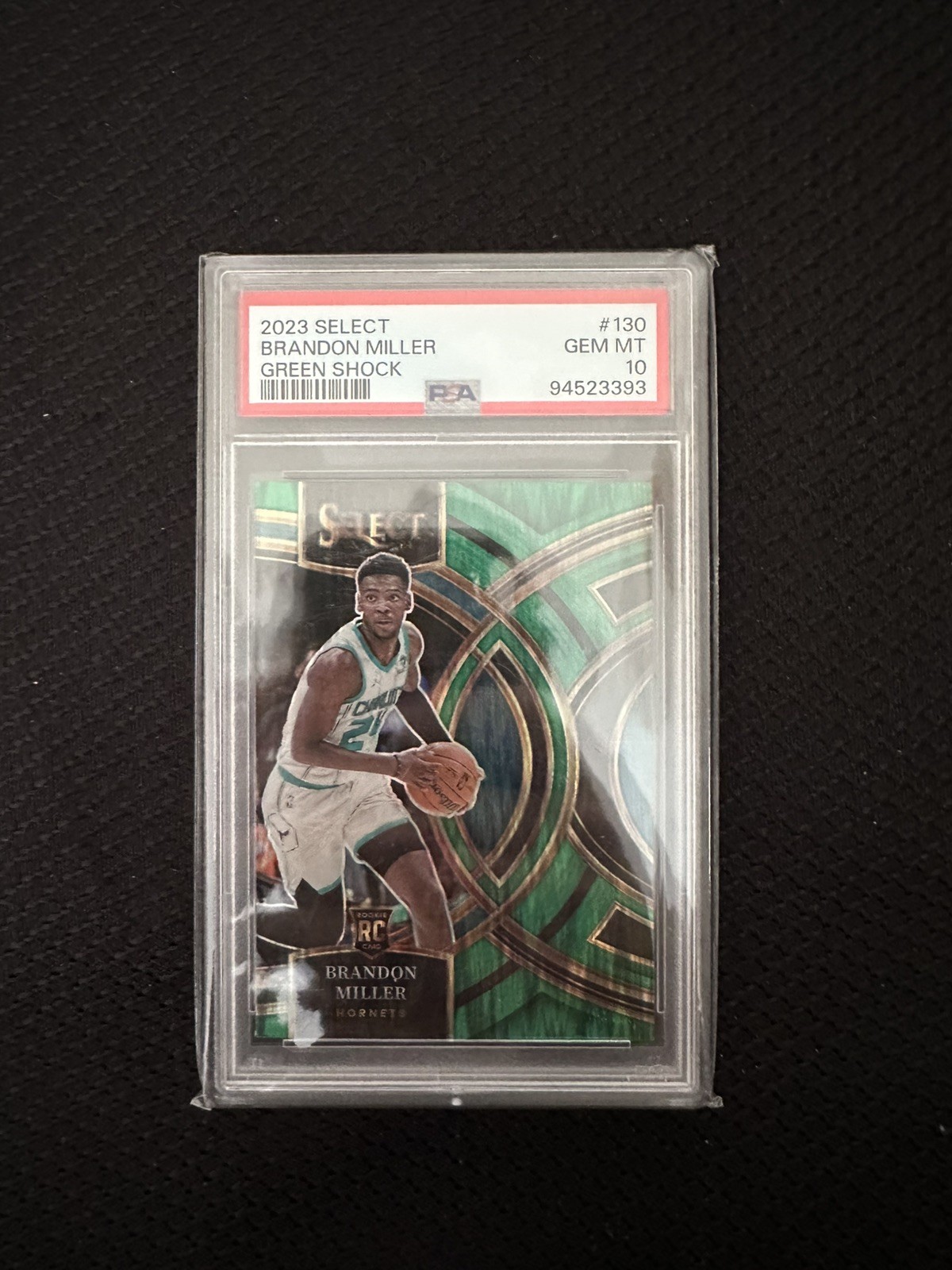 2023-24 Select Premier Level Brandon Miller #130 Green Shock Prizm (RC) PSA 10