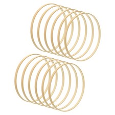 7.1 Inch Wooden Floral Hoop, 12 Pcs Bamboo Macrame Wreath Dream Catcher Rings