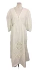 Per Una Women's Dress Soft White V-Neck Crochet Trimmed Empire Waist Midi New
