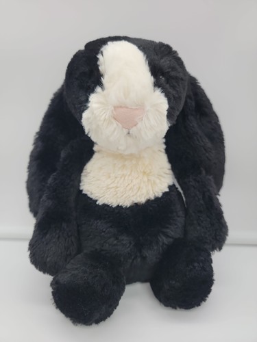 RARE Retired Jellycat Bashful Bunny Dutch 12” Black & White Cream Floppy Plush