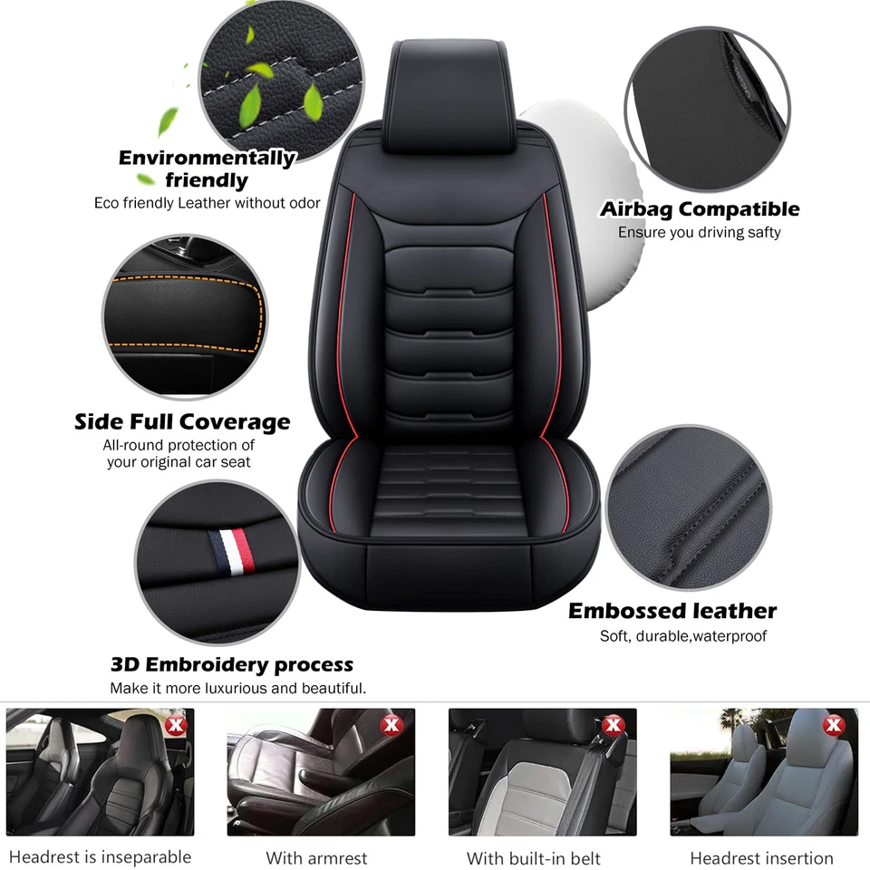For Ford Mustang Fusion Escape Car Seat Covers Leather Full Set(2 Front Seat) Foto 3 de 4