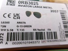 Ray-Ban RB3025 Classic Aviator 58mm Sunglasses Unisex - Authentic 