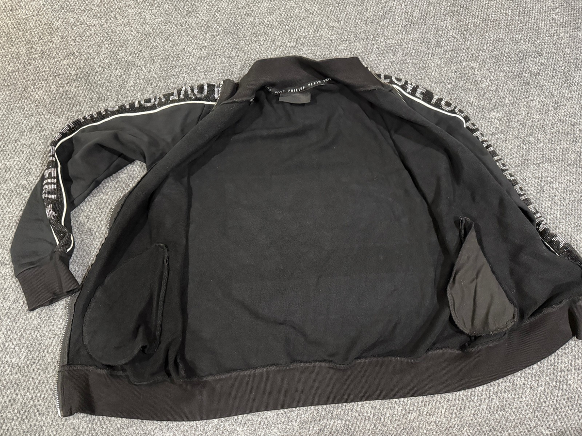 Philipp Plein Track Jacket Mens 3XL Black Full Zip Skull Designer