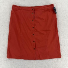 Jones New York Signature Skirt Womens 14 Orange Button Front Stretch Casual NEW