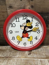 Vintage Mickey Mouse Wall Clock Lorus Quartz Disney Red Japan Parts Repair