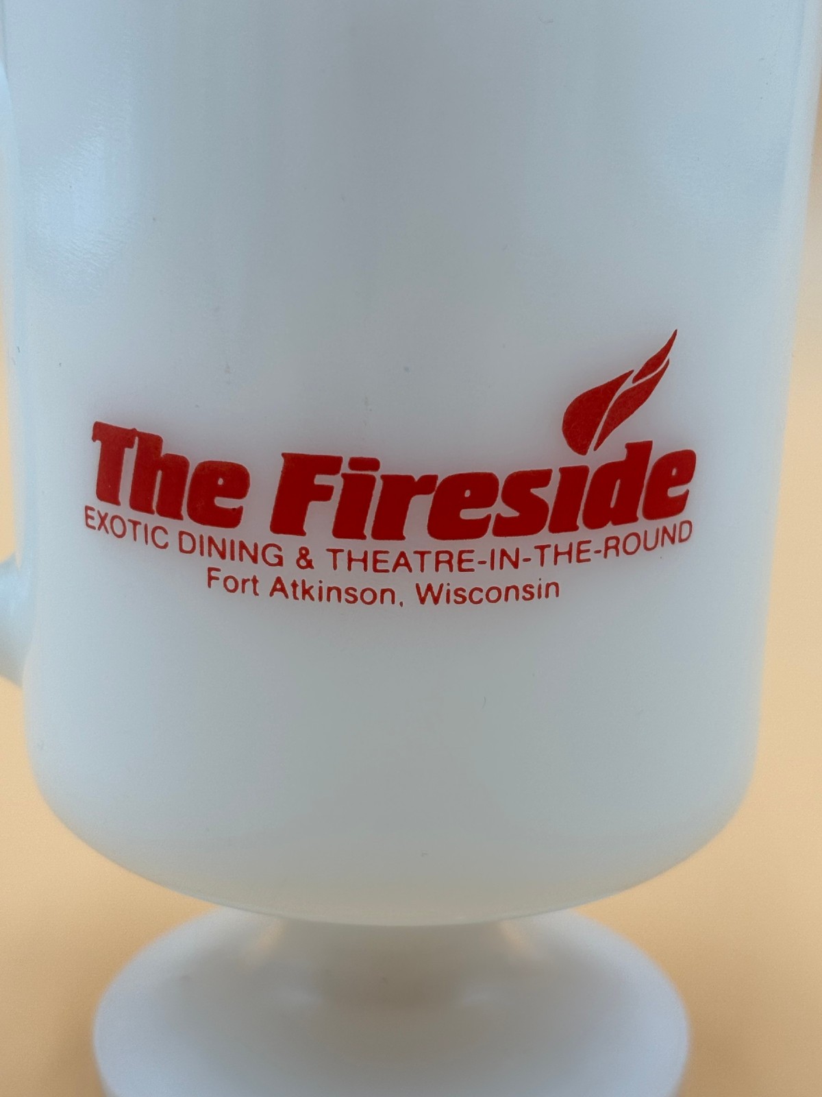 Annie 1985 Milkglass Pedistal Mug The Fireside Exotic Dining & Theatre Wisconsin