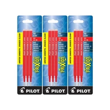 Pilot FriXion Erasable Gel Ink Pen Refills, Fine Point, Red, 9-Pack