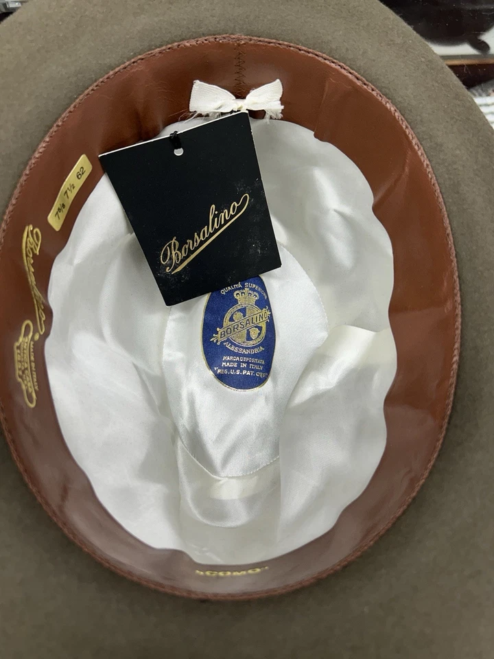 Borsalino Como Men's Taupe Fedora Hat Made In Italy Size 62 7 3/4 - Image 2 of 4