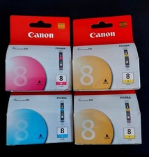CANON PIXMA CLI-8 Ink Cartridges (Set/4) *NEW* CLI-8Y(2)/CLI-8M/CLI-8C Unopened