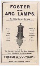 Foster Arc Lamp Co, Worple Road, Wimbledon - Antique Engineering Advert 1904