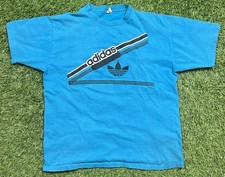VTG 80's Adidas Trefoil Spell Out T-Shirt Men's L USA Single Stitched Distressed