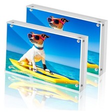 5x7 Magnetic Acrylic Frames Double Sided Clear Frameless Picture 5X7 2 Pack