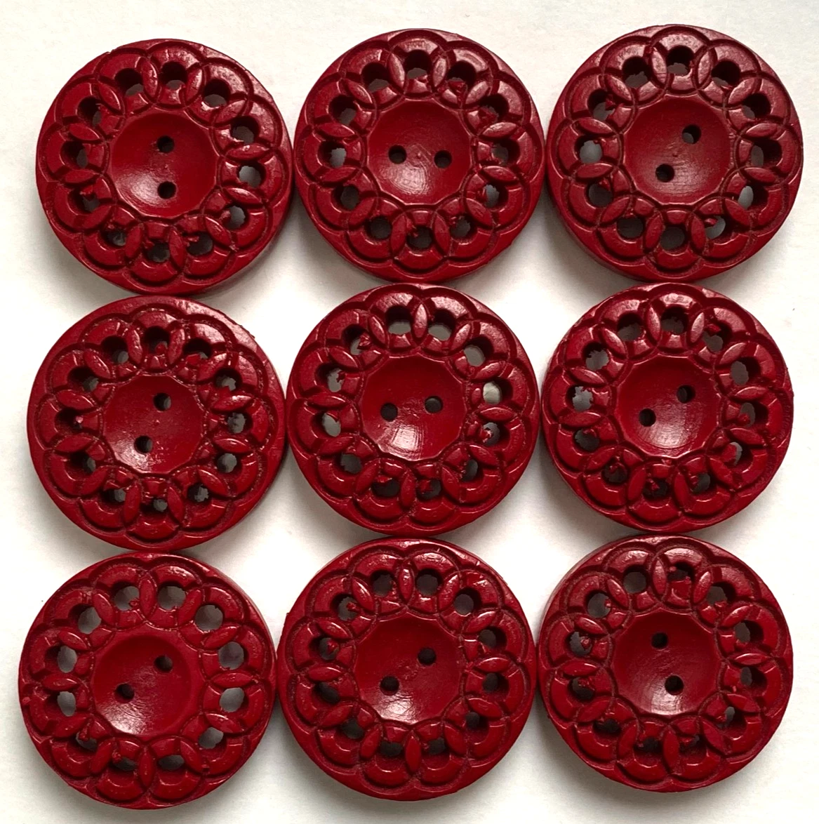 Lot De 5 Boutons Anciens Bordeaux Violine – 2cm, Forme Bombée, Couture