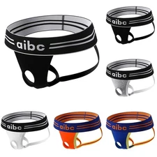 Sexy Men's Cotton Jockstrap G String and Briefs with Front Opening Hole