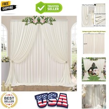 10ft x 10ft Wrinkle Free Ivory Backdrop Curtains for Parties, Polyester Photo...