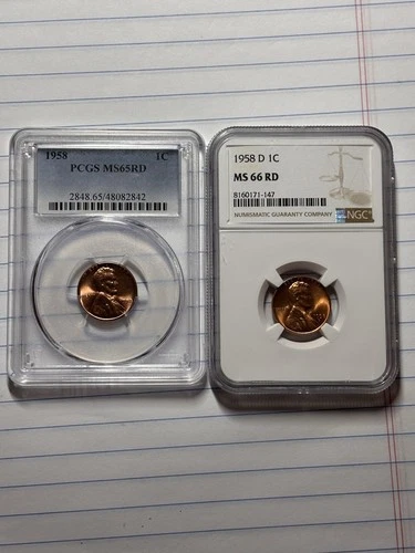 Wheat Penny Lot Graded Ms 66 And Ms 65. Gem Red Coins.