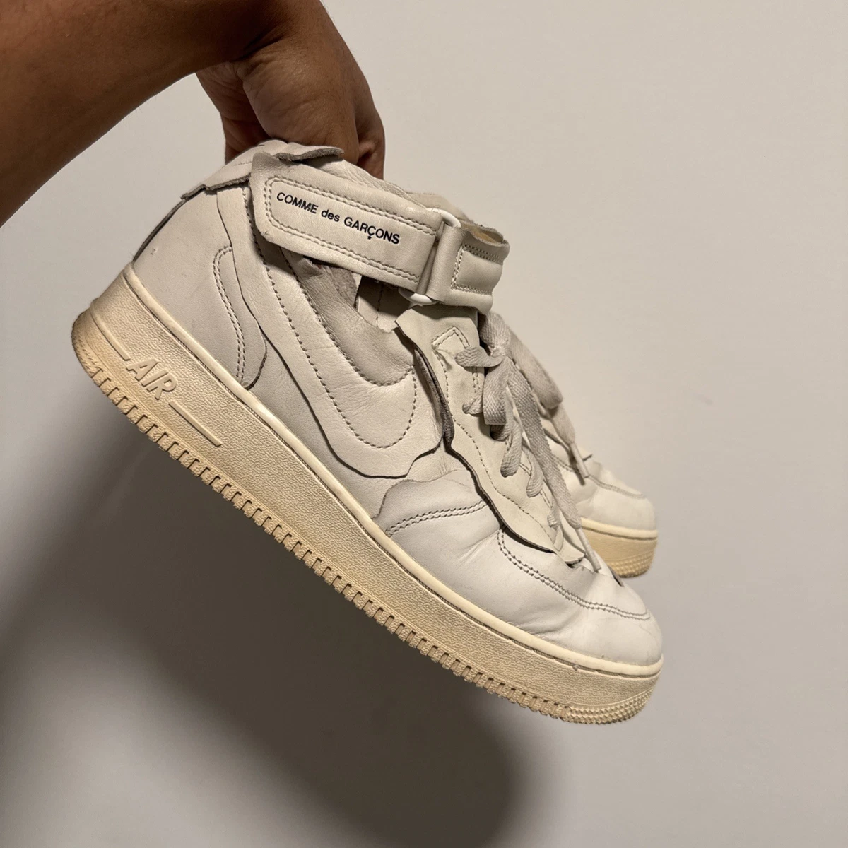 Nike Comme des Garçons x Air Force 1 Mid Triple White for Sale