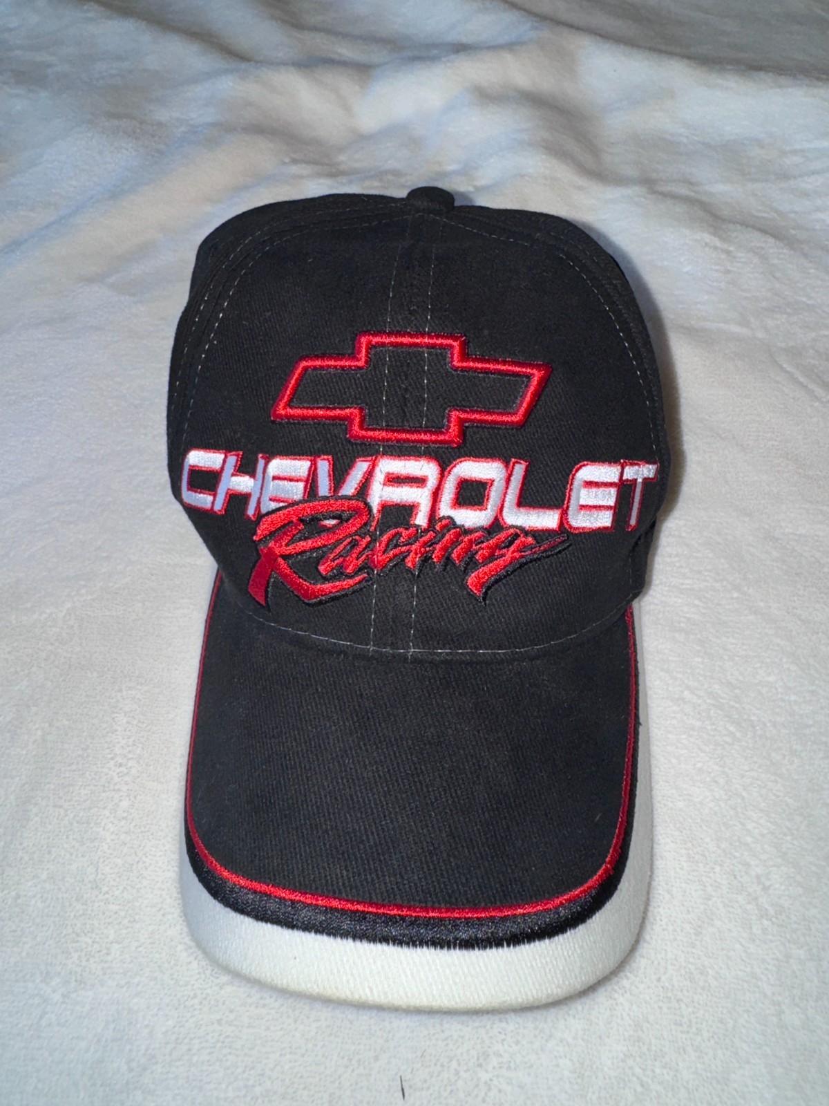 Chevrolet Racing Cap Strapback White Black Red Bowtie Logo