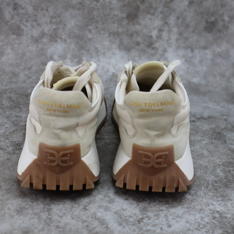 Sam Edelman Langley Sneakers Ivory White Beige Leather Suede Womens Size 7 M - Image 3 of 4