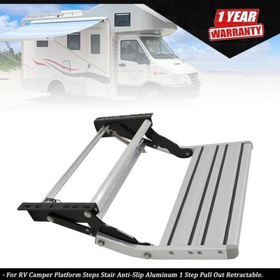 RV Camper Platform Steps Stair Anti-Slip Aluminum 1 Step Pull Out Retractable