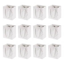 Gift Bags 4 x 2.8 x 4.5 Inch, 12 Pcs Small Party Favor Bags with Handles, White