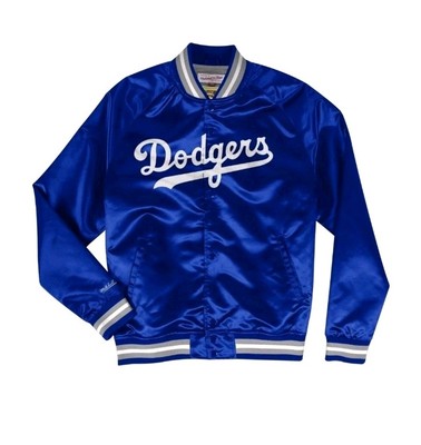 Mitchell & Ness LA Dodgers Lightweight Satin Jacket Wordmark Royal Blue Sz XL