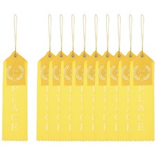 10Pcs Award Ribbons Four Place with Even Card and Rope, Yellow