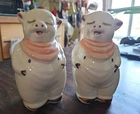 Vintage Shawnee Smiley Pigs Pink Bib Salt & Pepper Shakers