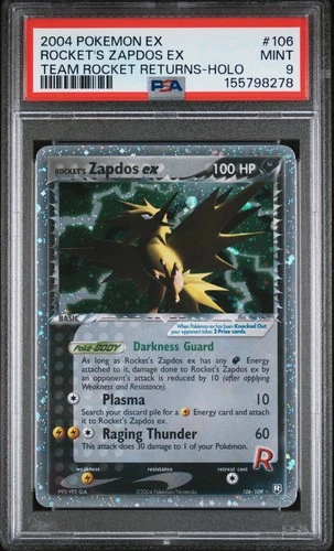 Rocket's Zapdos EX Holo 106/109 PSA 9 Team Rocket Returns Pokemon Card Game