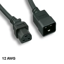 3ft Black AC Power Cable Cord IEC-60320 C20 to C21 12AWG 20A/250V SJT PC Server