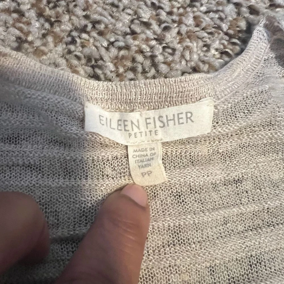 Eileen Fisher Petite Tan Open Front Long Cardigan Sweater PP - Image 2 of 4