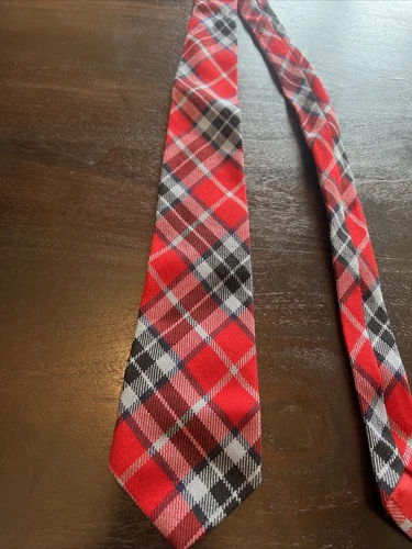 Thomson Red - Scottish Tartan Tie By  Scottish Madern ,  Plaid 100% Wool - # 11