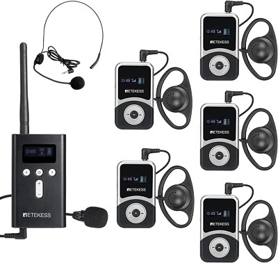 Retekess T130S Upgrade Wireless Tour Guide System (1 Transmitter 5 Receivers)