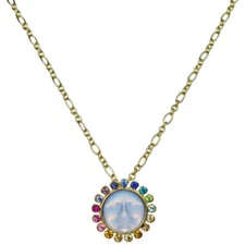 Kirks Folly RAINBOW MEMORIES 12mm GLASS SEAVIEW MOON NECKLACE gt / crystal ab