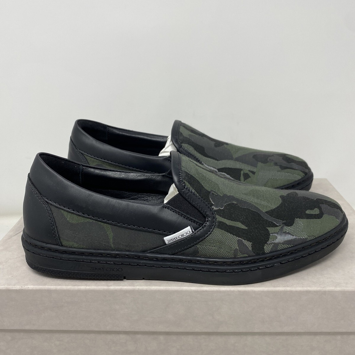 Jimmy Choo Black Camouflage Grove Slip-On Sneakers Size 40 
