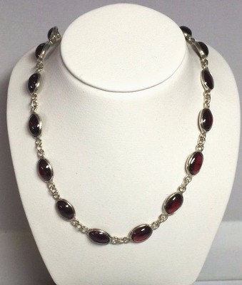 Sterling Silber echt Cabochon Rhodolith Granat Halskette (32,50 Karat)