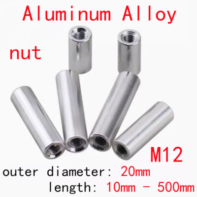 M12 20mm OD Aluminum Alloy Through-hole Double-ended Thread Round Coupling Post