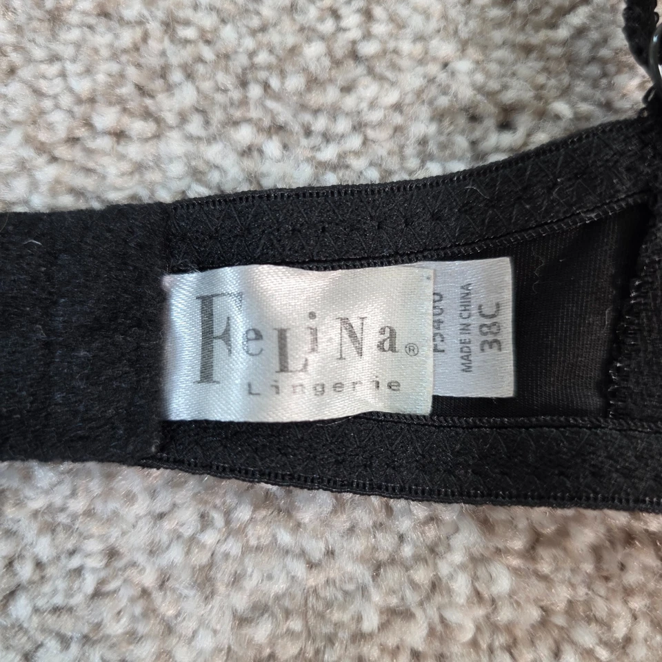 Sujetador push up para mujer Felina F5400 38C negro bordado floral ajustable Foto 3 de 4