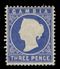 GAMBIA QV SG14cb, 3d pale dull-ultramarine, M MINT. Cat �70.