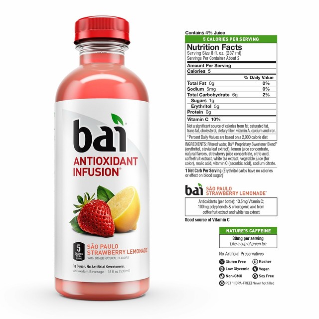 Is Bai Strawberry Lemonade Healthy Bai Flavored Water São Paulo Strawberry Lemonade Antioxidant Infused