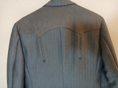 CIRCLE S Western Yoke Sport Coat JACKET Men 42 Long GRAY Rockabilly MADE IN USA