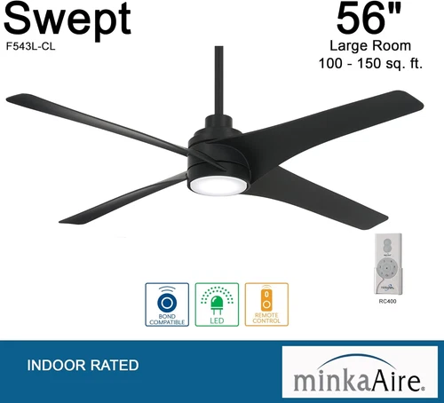 56" F543L-CL Ceiling Fan with 20W LED Light in Stylish Coal Finish - Picture 3 of 9