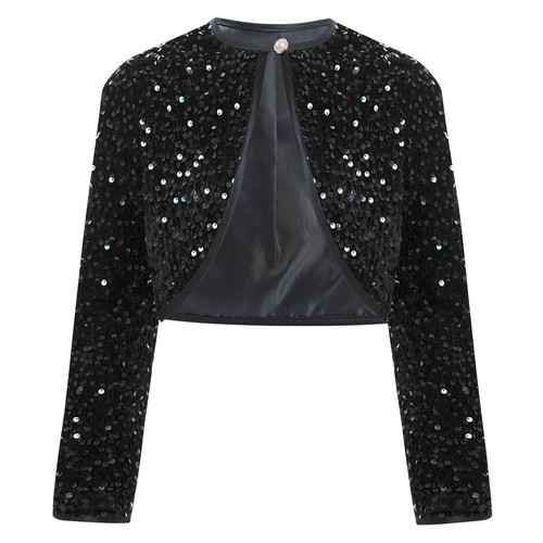 Girls Cardigan Ceremony Wrap Top Pageant Outerwear Wedding Shrug Sequins Coat - Picture 49 of 80