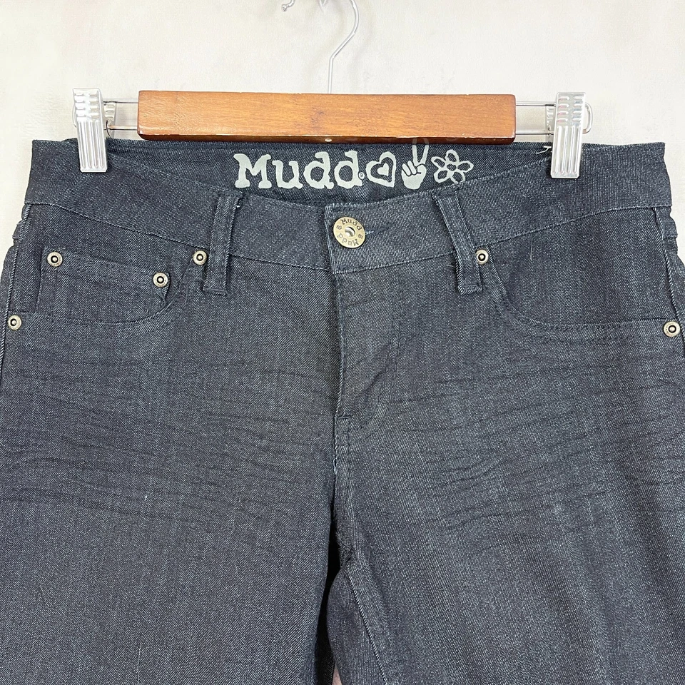 Bermudas de mezclilla de tiro bajo Mudd talla 9 lavado oscuro retro verano Y2K Foto 3 de 4
