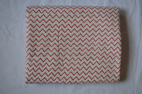 Indian Hand-Block Striped Fabric White & Red 2.5 Yard 100%Cotton Fab Print_1403 - Picture 3 of 10